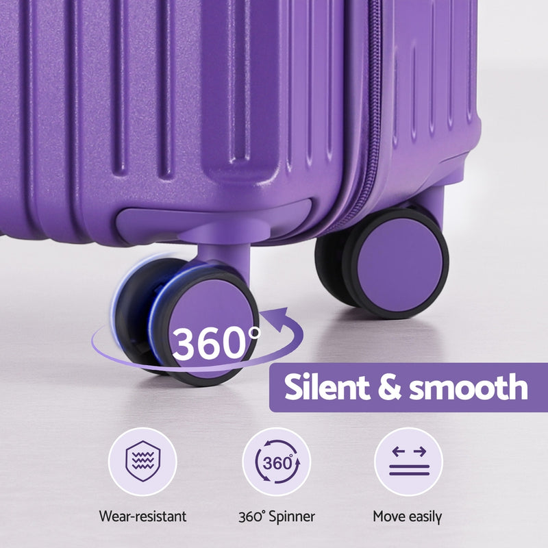 Wanderlite 2pcs Trunk Luggage Suitcase Travel Carry On TSA Lock 12" 20" Purple