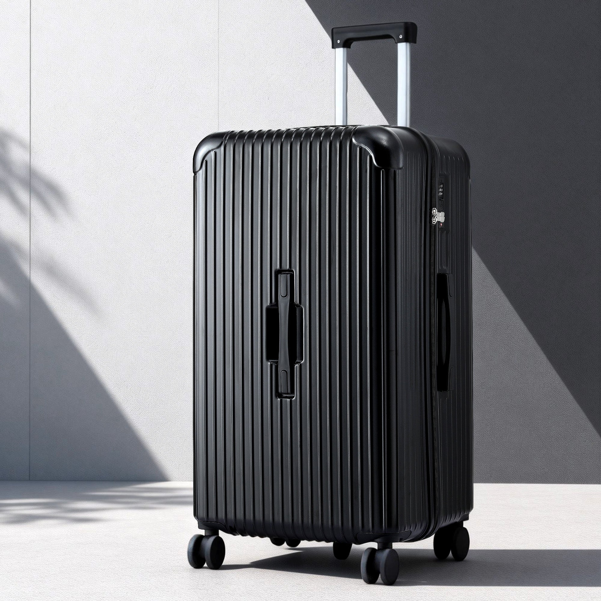 Wanderlite 28" Trunk Luggage Suitcase Travel 5 Wheels Type-C Port TSA Black