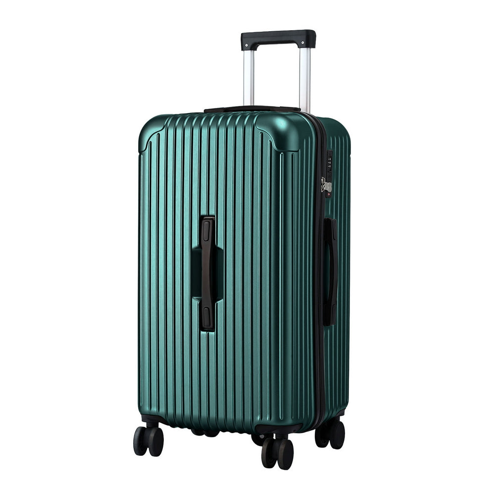 Wanderlite 28" Trunk Luggage Suitcase Travel 5 Wheels Type-C Port TSA Green