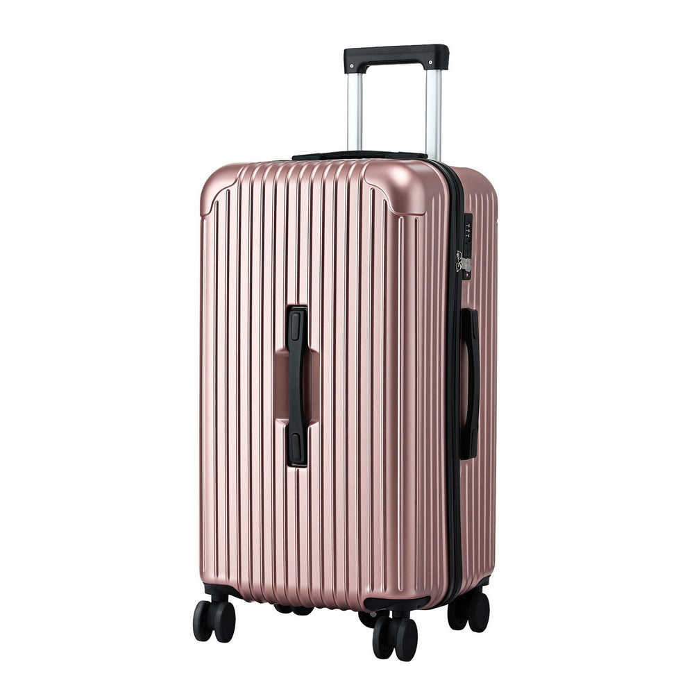 Wanderlite 28" Trunk Luggage Suitcase Travel 5 Wheels Type-C Port TSA Rose Gold