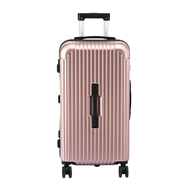 Wanderlite 28" Trunk Luggage Suitcase Travel 5 Wheels Type-C Port TSA Rose Gold