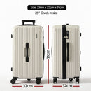 Wanderlite 28" Trunk Luggage Suitcase Travel 5 Wheels Type-C Port TSA Smoky White
