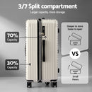 Wanderlite 28" Trunk Luggage Suitcase Travel 5 Wheels Type-C Port TSA Smoky White