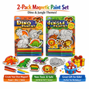 2‑Pack Magnetic Paint Set for Kids – Dino & Jungle Themes – Create Your Own Magnetic Stickers – Art & Craft Activity Kit