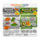 2‑Pack Magnetic Paint Set for Kids – Dino & Jungle Themes – Create Your Own Magnetic Stickers – Art & Craft Activity Kit