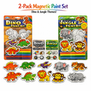 2‑Pack Magnetic Paint Set for Kids – Dino & Jungle Themes – Create Your Own Magnetic Stickers – Art & Craft Activity Kit