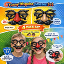 2 Packs of Funny Disguise Glasses & Nose Set – 4‑Pack Party Costume Gag Toy for Kids & Adults – Novelty Dress‑Up Accessories