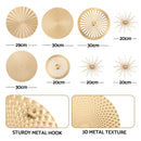 Artiss 8 Pieces Gold Metal Wall Decor Set 3D Starburst Round Disc Sculptures Flexible DIY Layout