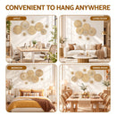 Artiss 8 Pieces Gold Metal Wall Decor Set 3D Starburst Round Disc Sculptures Flexible DIY Layout