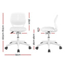 Artiss Ergonomic Office Chair Armless Study Chair Height Adjustable for Girls Boys Teens White