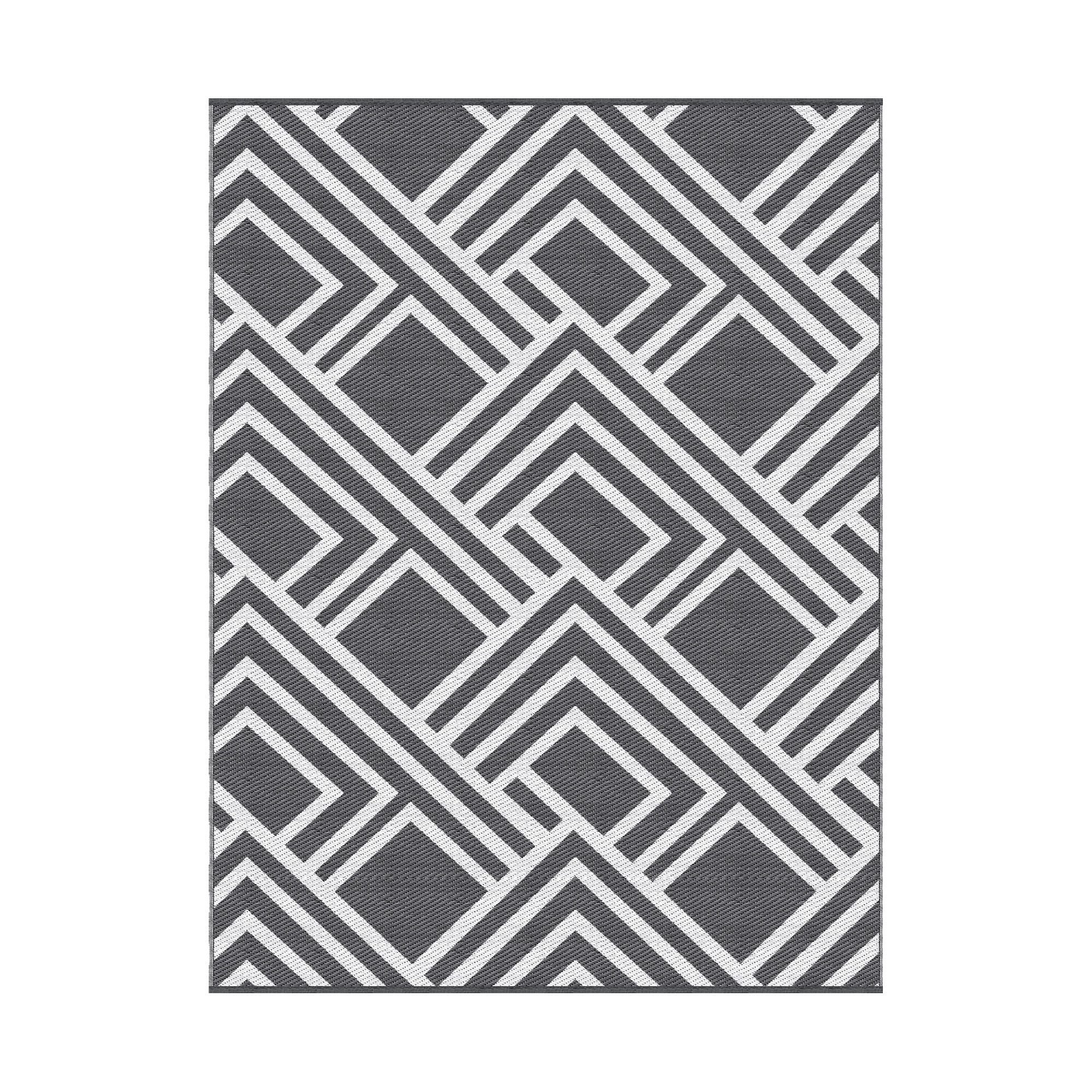 Gardeon Outdoor Rugs 274x366cm Reversible PP Dual-Sided Area Mat Large Carpet Patio Rug Grey