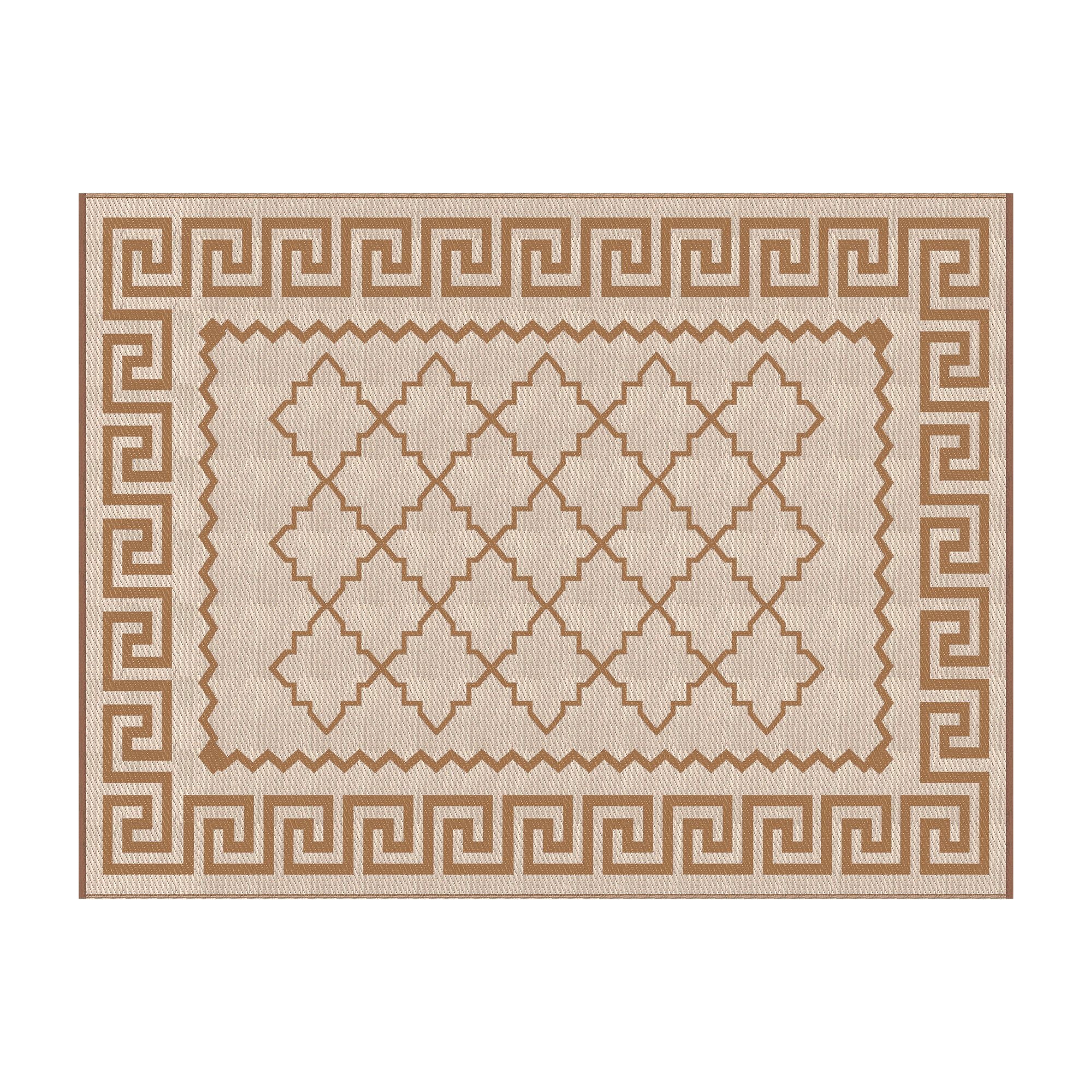Gardeon Outdoor Rugs 274x366cm Large Carpet Reversible PP Dual-Sided Area Mat Patio Rug Khaki