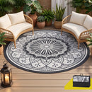 Gardeon 180CM Outdoor Rug Reversible Carpet PP Area Mat Patio Rugs Round Grey