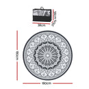 Gardeon 180CM Outdoor Rug Reversible Carpet PP Area Mat Patio Rugs Round Grey