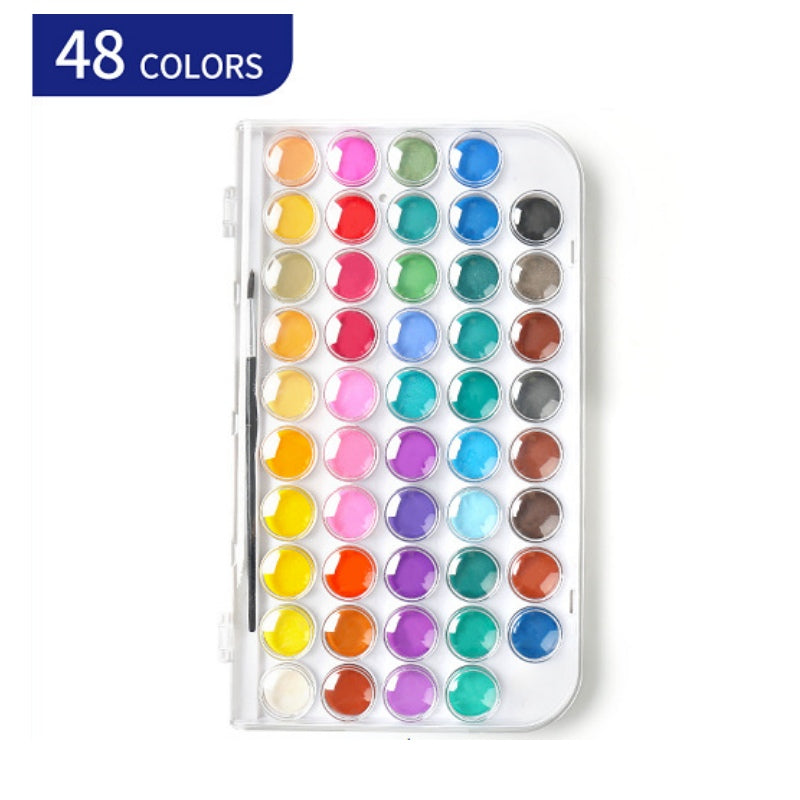 Portable 48 PCs Concentrated colour block Water paint set with brush