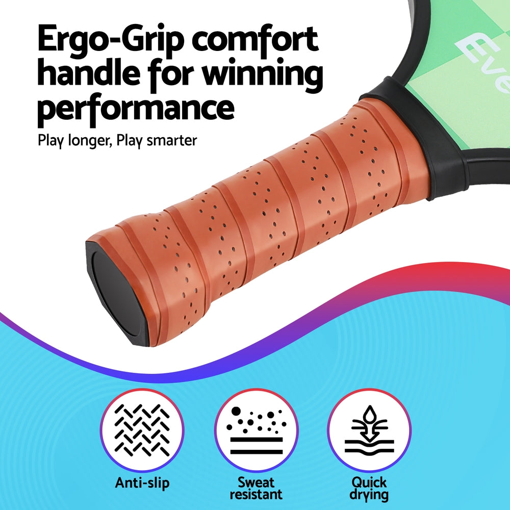Everfit Pickleball Paddle Set Fiberglass with Balls Bag Tournament Kit 2PCS Pickle Balls Rackets