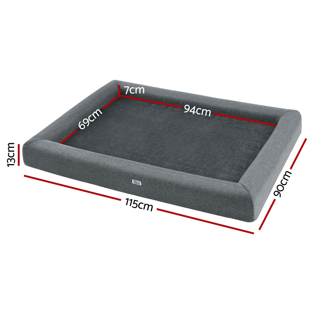 i.Pet Bed Dog Cat Extra Large Calming Soft Sofa Cushion Egg Crate Washable Grey