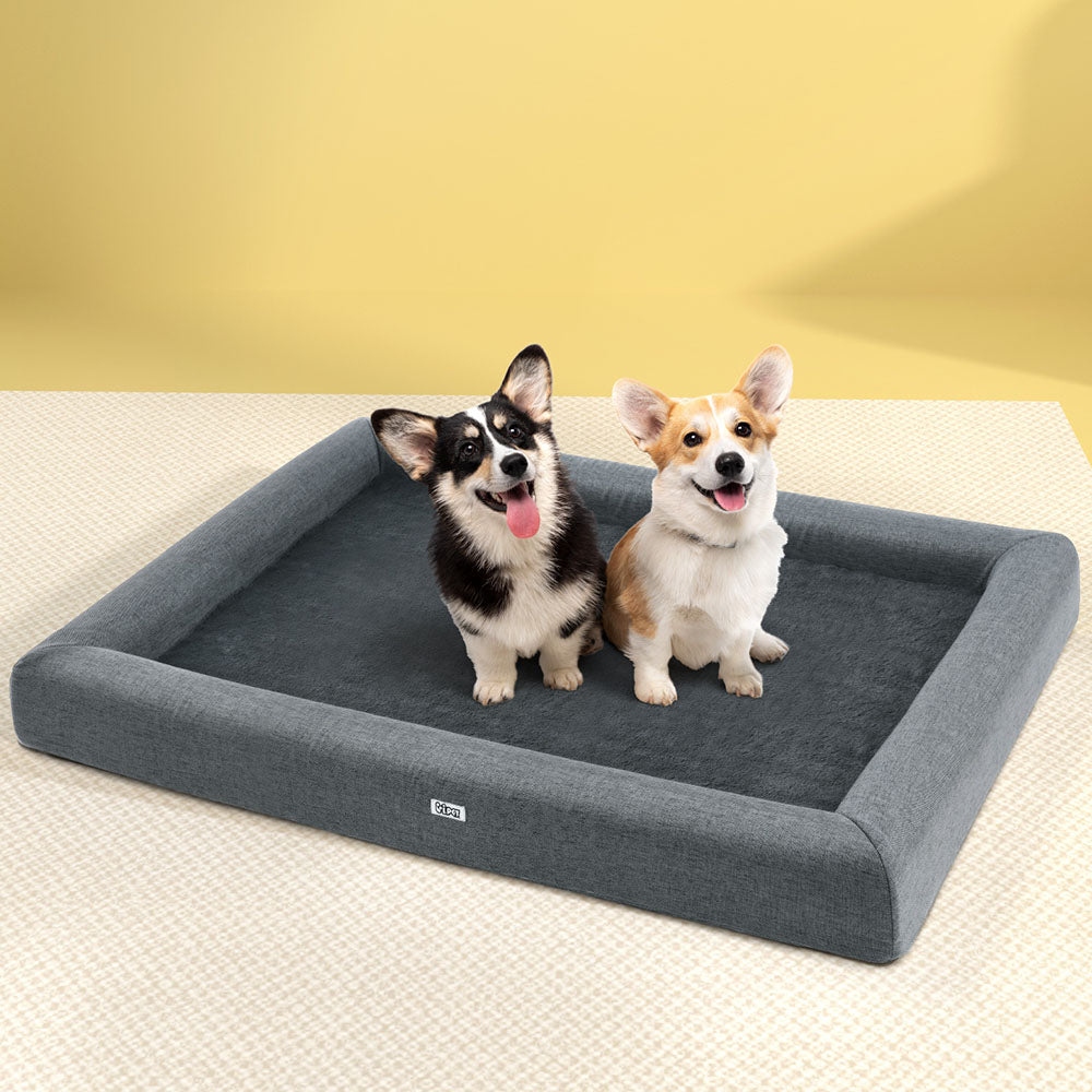 i.Pet Bed Dog Cat Extra Large Calming Soft Sofa Cushion Egg Crate Washable Grey