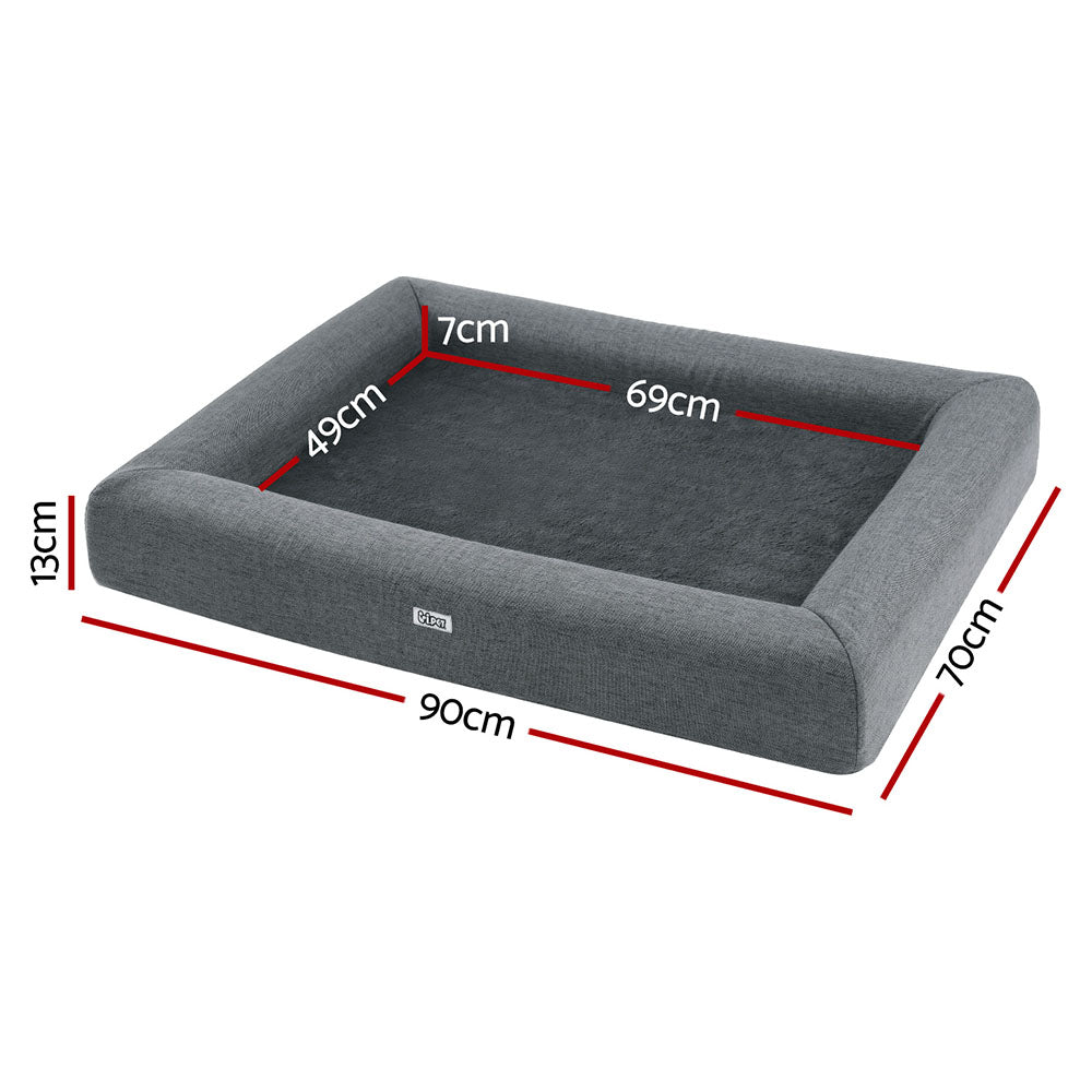 i.Pet Bed Dog Cat Large Calming Soft Sofa Cushion Egg Crate Washable Grey