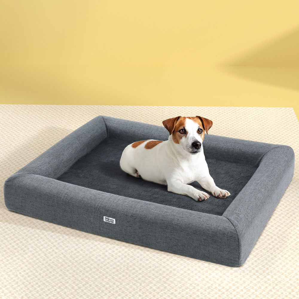 i.Pet Bed Dog Cat Large Calming Soft Sofa Cushion Egg Crate Washable Grey