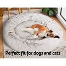 i.Pet Bed Dog Cat 110cm Calming Extra Large Soft Plush White Brown