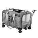 i.Pet Pet Carrier Swivel Wheels Foldable Cat Dog Trolley Stroller Travel Bag Grey