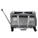 i.Pet Pet Carrier Swivel Wheels Foldable Cat Dog Trolley Stroller Travel Bag Grey