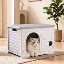 i.Pet Cat House Enclosed Shelter Plastic Nest Stackable Bench Box Outdoor Indoor Grey