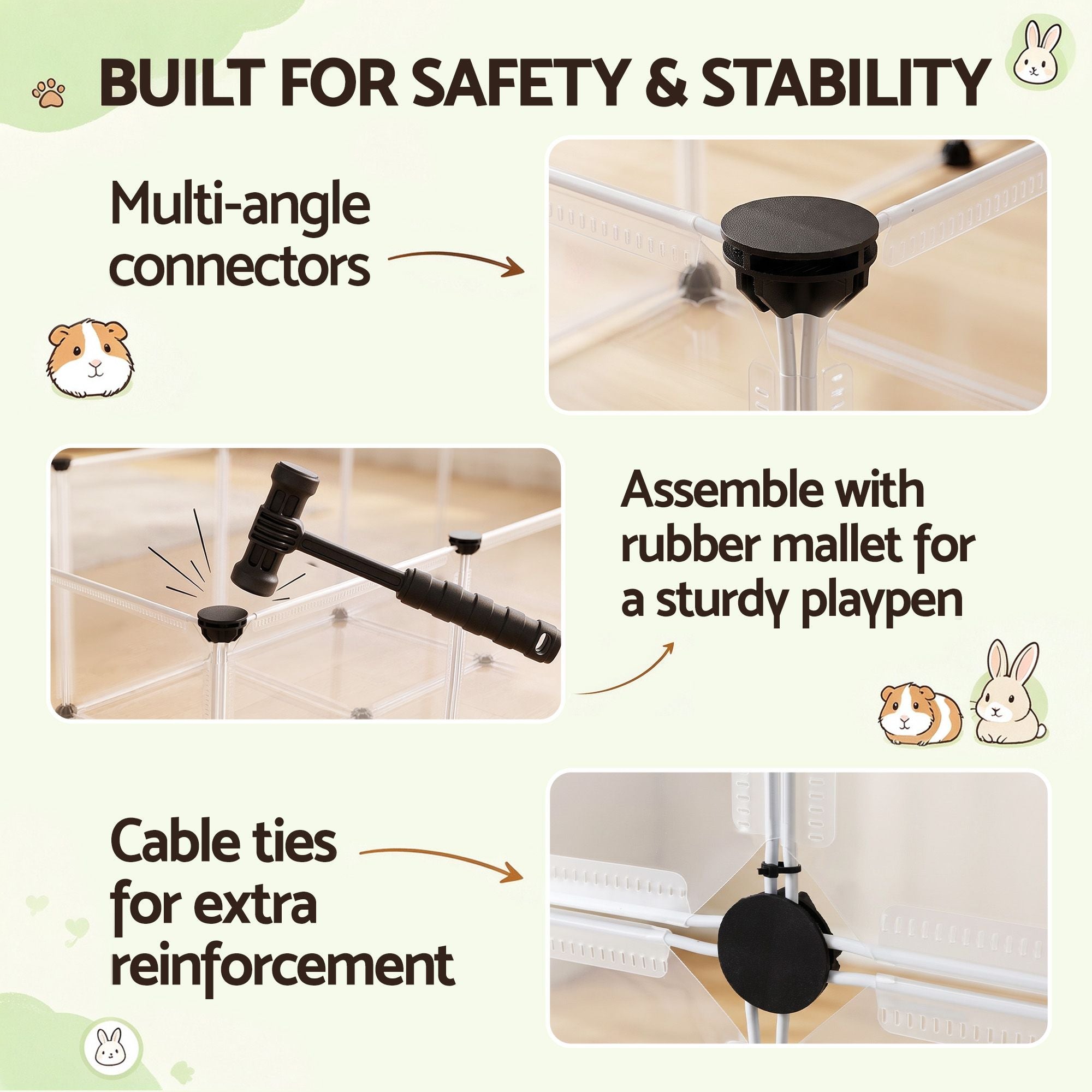 i.Pet Pet Dog Playpen 20 Panels with Baseboard DIY Enclosure Small Animal Rabbit Pen 125CM