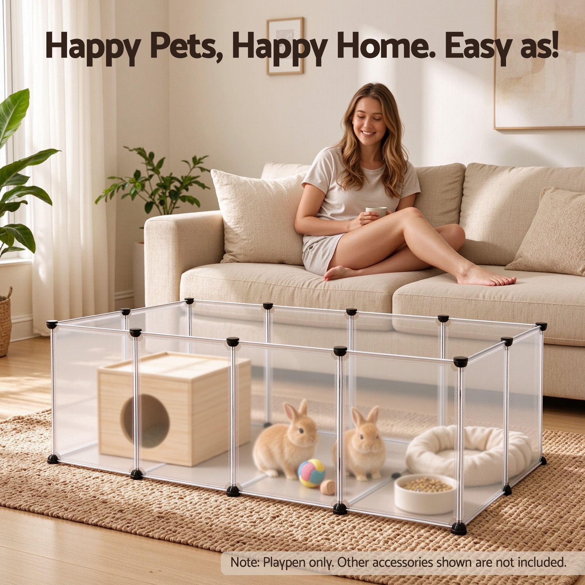 i.Pet Pet Dog Playpen 20 Panels with Baseboard DIY Enclosure Small Animal Rabbit Pen 125CM