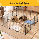 i.Pet Dog Playpen 12 Panels Pet Playpen 35x35cm Iron DIY Enclosure for Small Animals