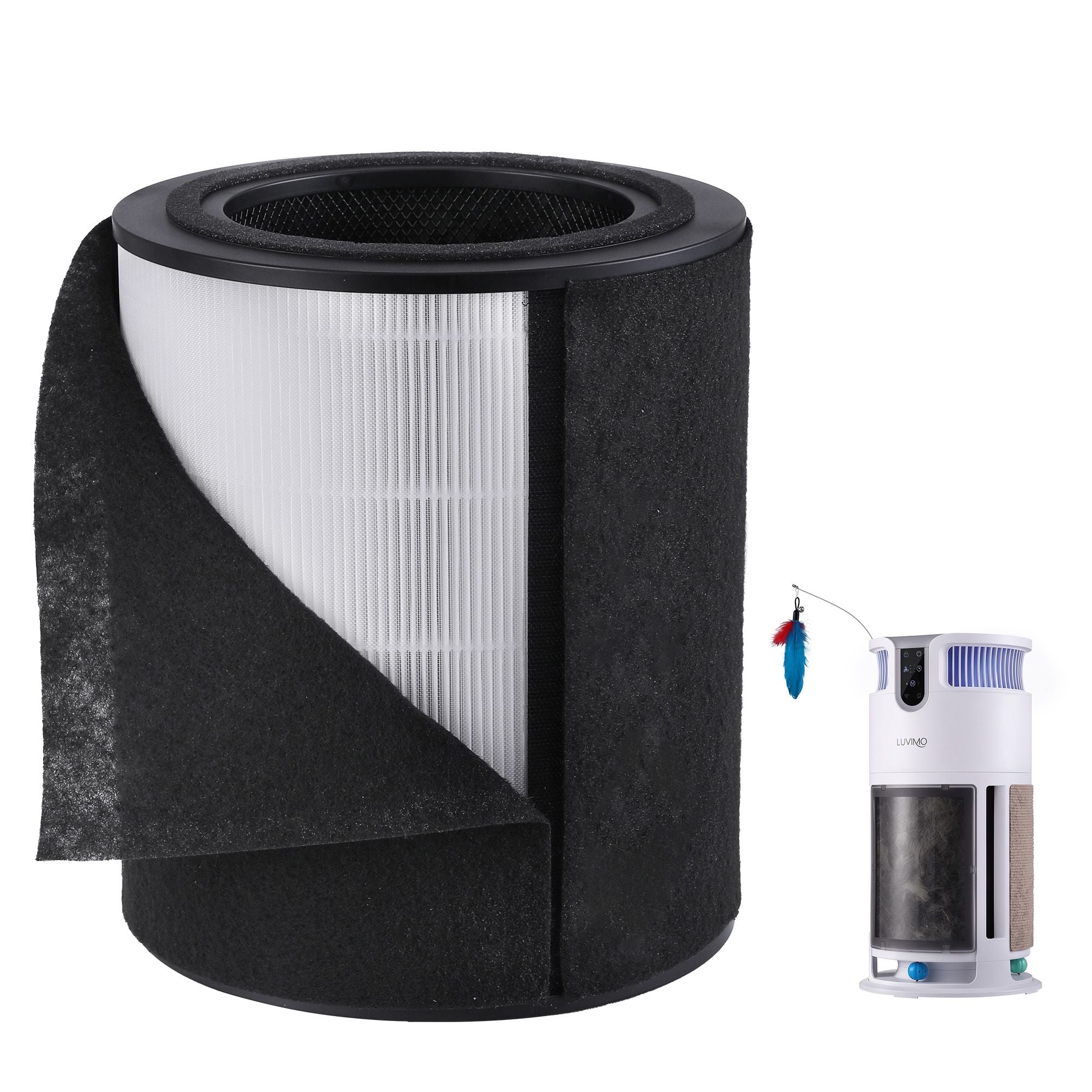 LUVIMO Pet Air Purifier Replacement Filter H13 HEPA w/ Activated Carbon Washable Pre-filter