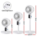 Devanti Pedestal Fan W/ Remote 3 Speed 12H Timer Height Adjustable Cooling Fan