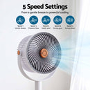 Devanti Rechargeable Pedestal Fan, 4000mAh Battery 5 Speed 4 Height, White