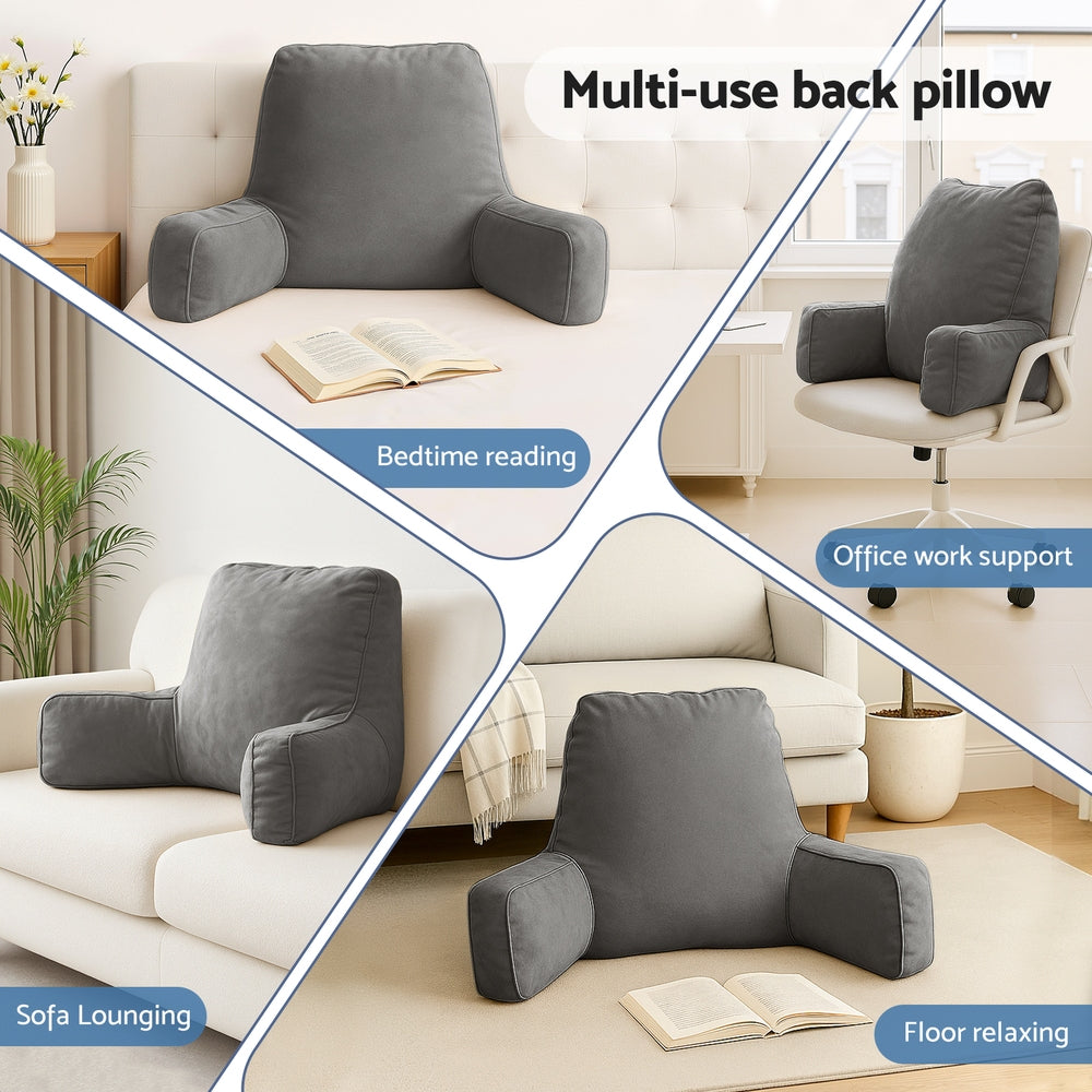 Giselle Reading Pillow Back Rest Lumbar Support Cushion Grey