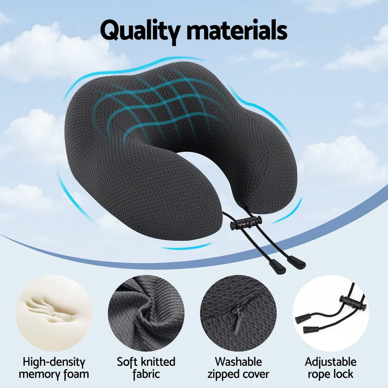 Giselle Bedding Travel Neck Pillow U-Shape Support Memory Foam Plane Car Cushion