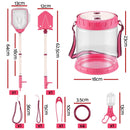 Keezi Kids Bug Catcher Kit 12pc Outdoor Explorer Toys Insect Viewer Net Shovel Pink