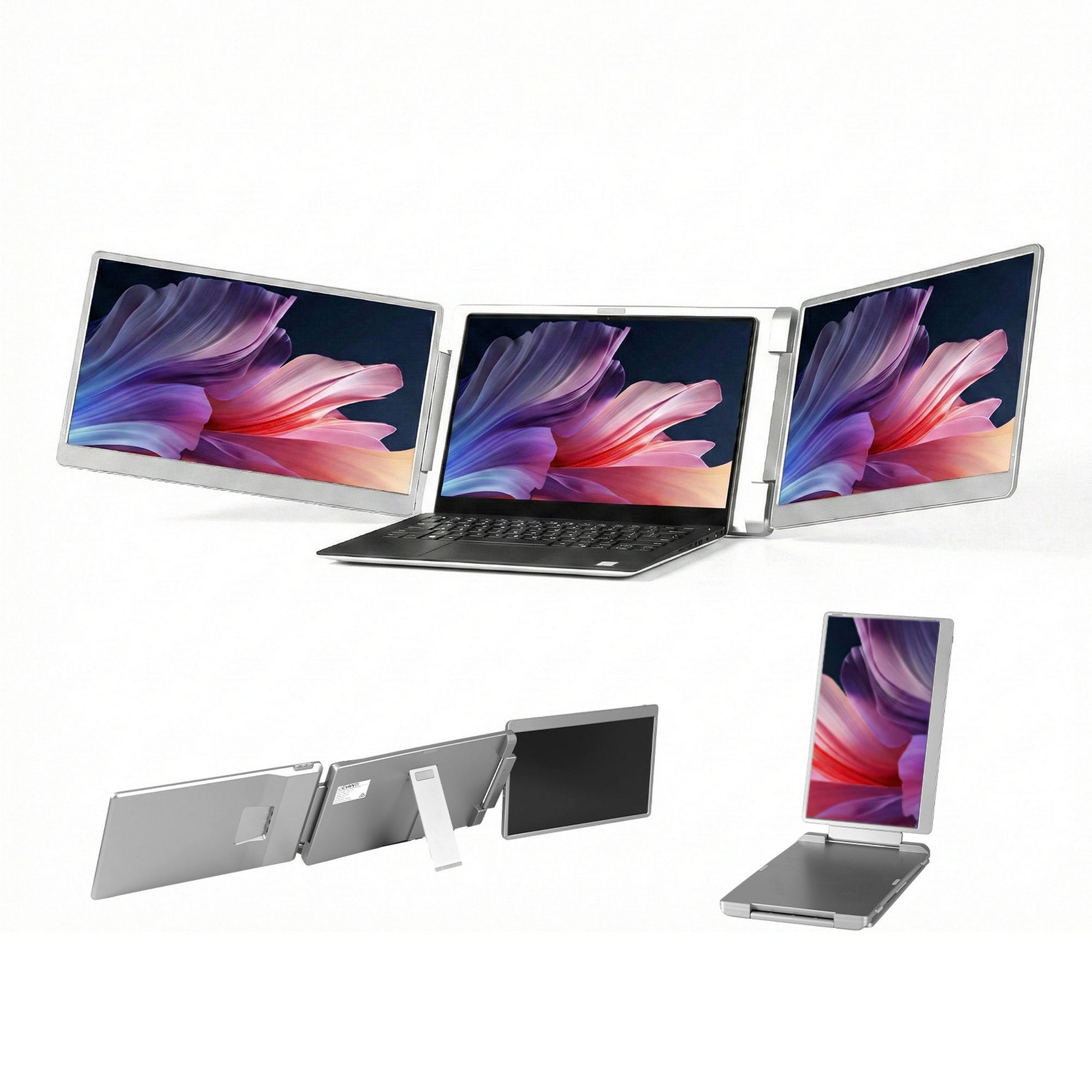 Devanti Triple Portable Monitor Laptop Screen Extender 15.6" Dual Display FHD IPS