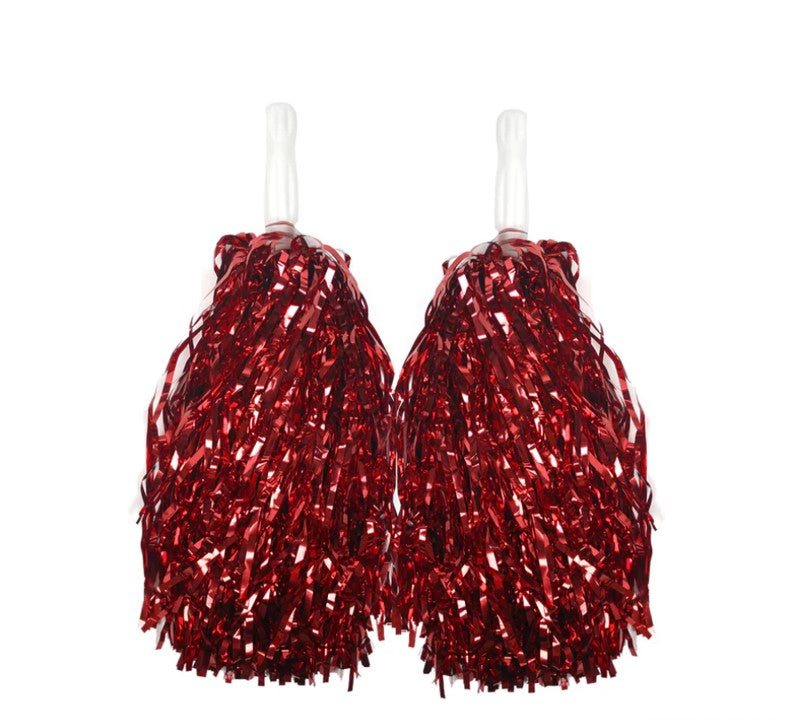 4 Sets/8pcs Metallic Team Girls' Cheerleading Dance Party Dress Pom Poms Pompoms