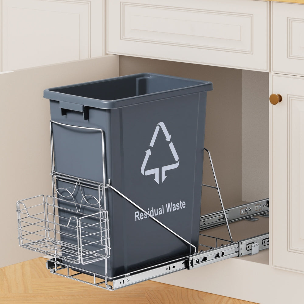 Cefito Pull Out Bin Kitchen Cabinet Slide Garbage Rubbish Bins Basket 40L Grey