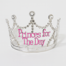 Princess for the Day Tiara – Silver Rhinestone Crown with Pink Lettering