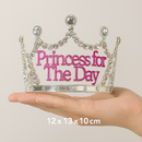 Princess for the Day Tiara – Silver Rhinestone Crown with Pink Lettering