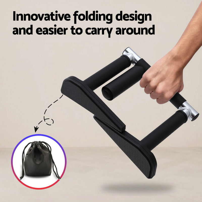 Everfit 2Pcs/Set Pull Up Bar Portable Foldable Dip Station Multi Gym 120kg Home Power Station Black