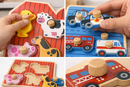 Wooden Peg Puzzle Bundle (2‑Pack) – Animals & Vehicles Educational Set
