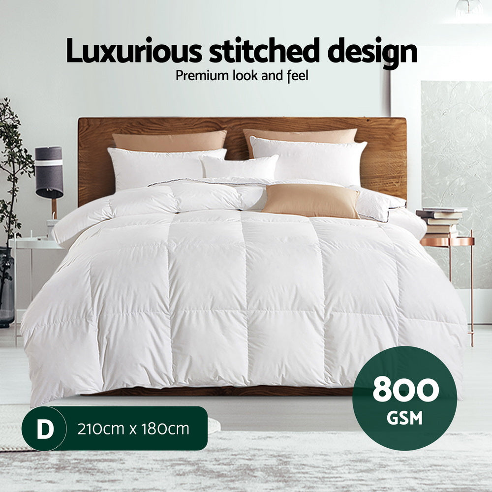 Giselle Bedding 800GSM Goose Down Feather Quilt Winter Blanket Duvet Comforter Double