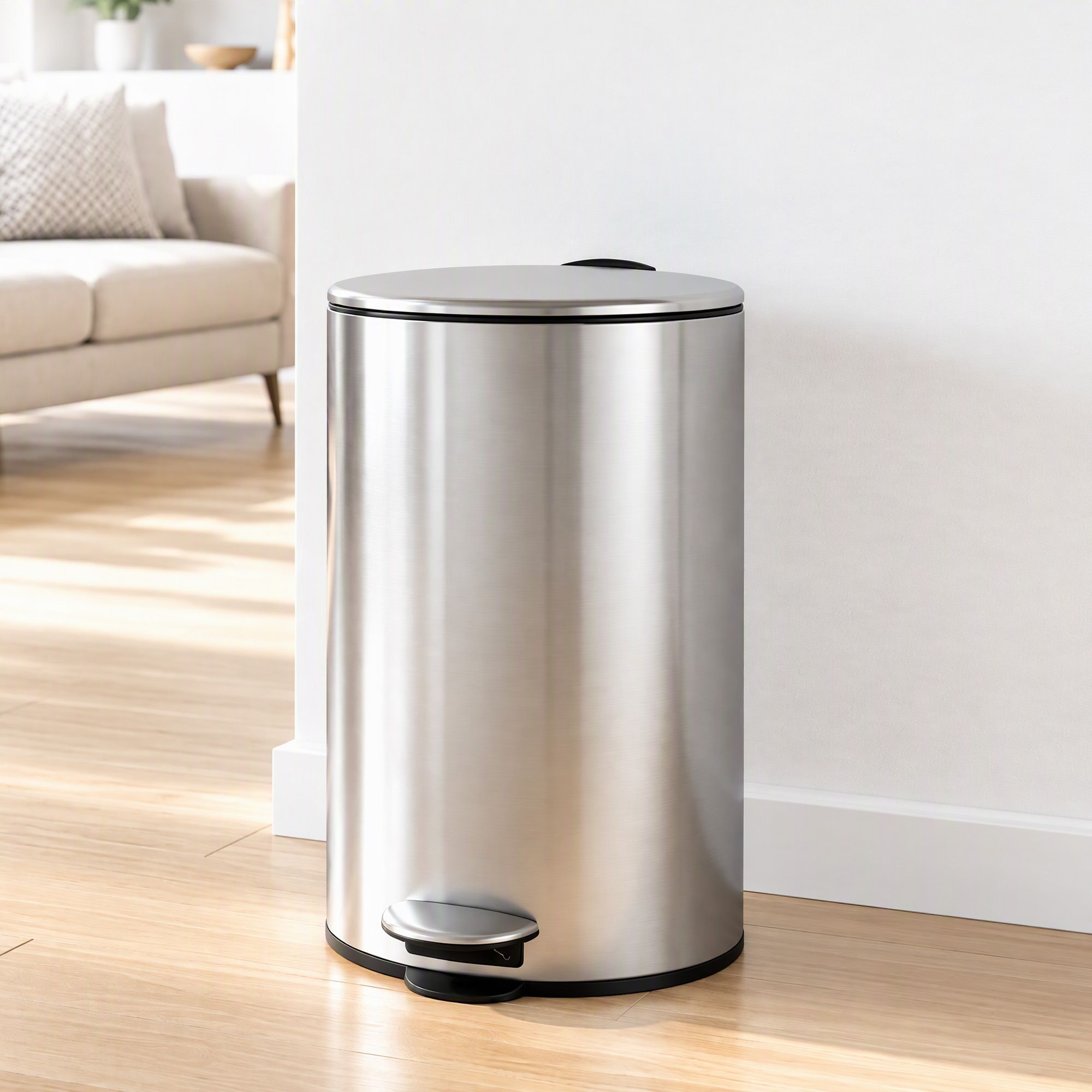 Cefito 12L Pedal Bin Rubbish Waste Bin Soft Close Lid Kitchen Bathroom Silver