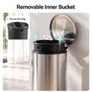 Cefito 12L Pedal Bin Rubbish Waste Bin Soft Close Lid Kitchen Bathroom Silver