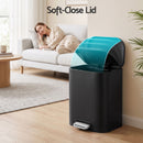 Cefito 20L Trash Bin Steel Pedal Bins Soft Close Kitchen Rubbish Waste Can Black