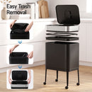 Cefito 40L Press Top Trash Can Kitchen Rubbish Bin Moblie Stainless Steel Black