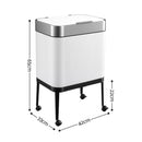 Cefito 40L Press Top Trash Can Kitchen Rubbish Bin Moblie Stainless Steel White